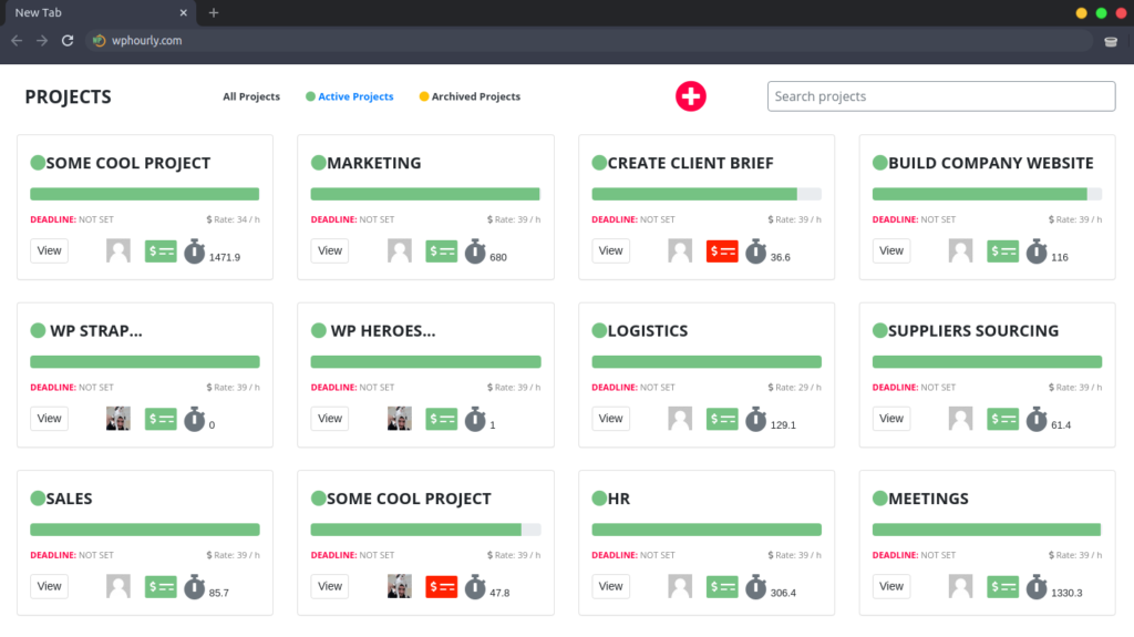 WP Hourly - Projects Dashboard